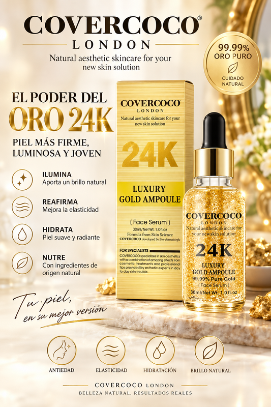 Sérum facial con esencia de oro 24K para rutina diaria de cuidado de la piel