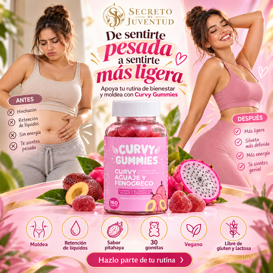 Gomitas Curvy Gummies con sabor a pitahaya y 30 unidades por envase
